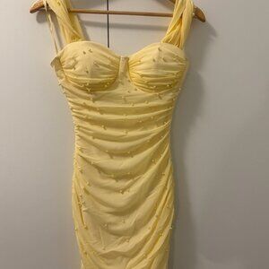 Windsor Breathtaking Impression Faux Pearl Bodycon Mini Dress — Size L — New